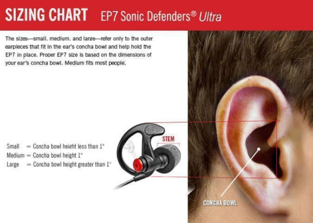 SureFire EarPro Sonic Defenders Ultra, Black, Large, Earplug-Bag #EP7-BK-LPR-BG