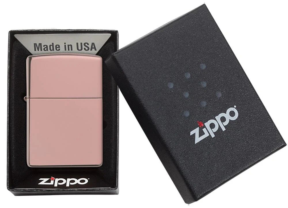 Zippo High Polish Rose Gold Classy Shiny Genuine Windproof Pocket Lighter #49190
