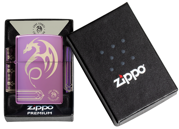 Zippo Anne Stokes Dragon Design, High Polish Purple Lighter #48574