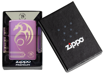 Zippo Anne Stokes Dragon Design, High Polish Purple Lighter #48574