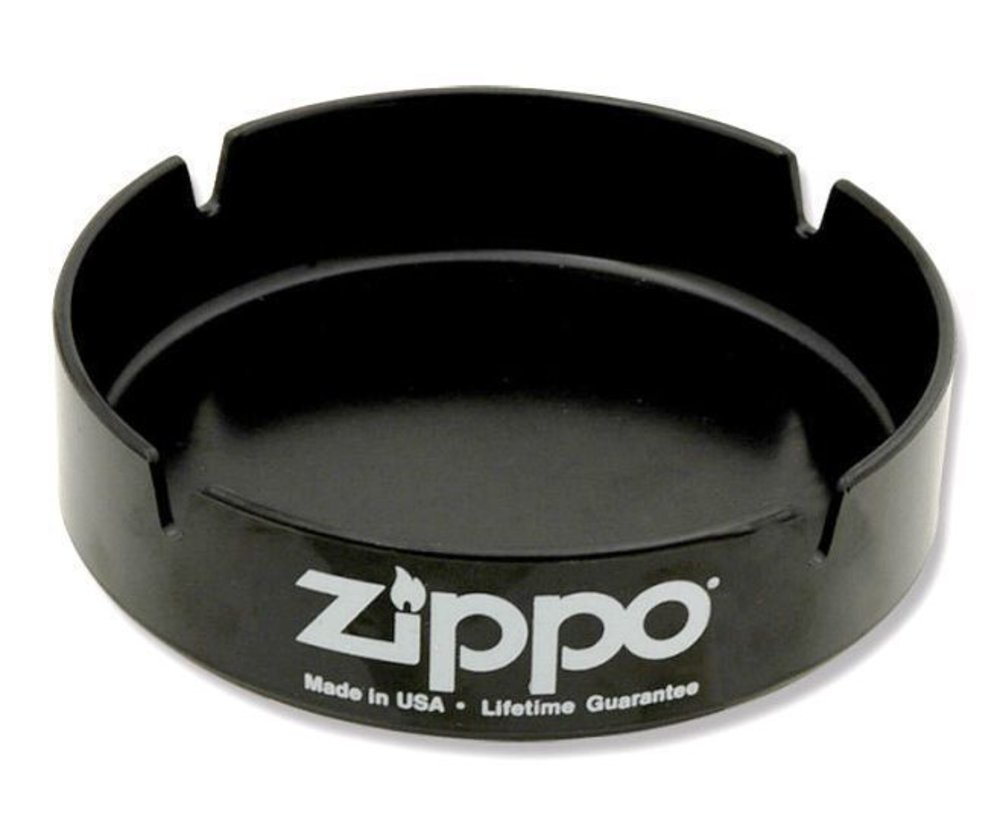 Zippo Black Ashtray with Logo, Round Shape, 5.25" Diameter, Made in USA NEW #ZAT