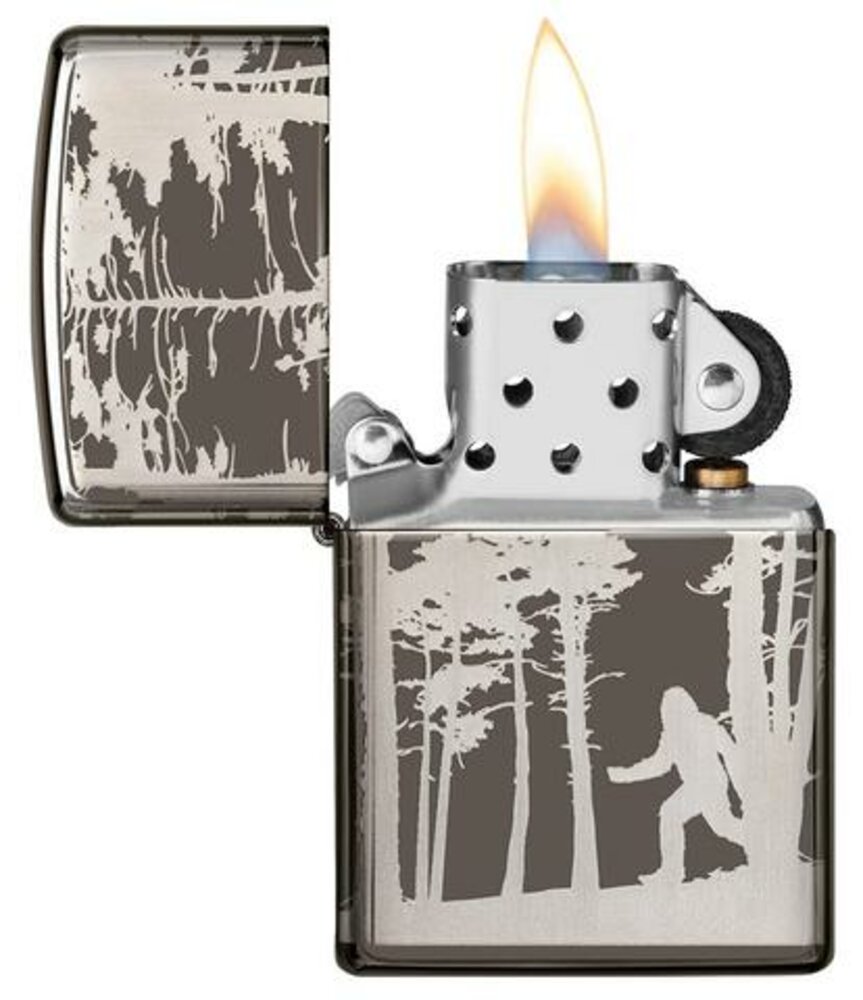 Zippo Sasquatch Bigfoot In The Woods 360 Laser Engraved Black Ice Lighter #49247