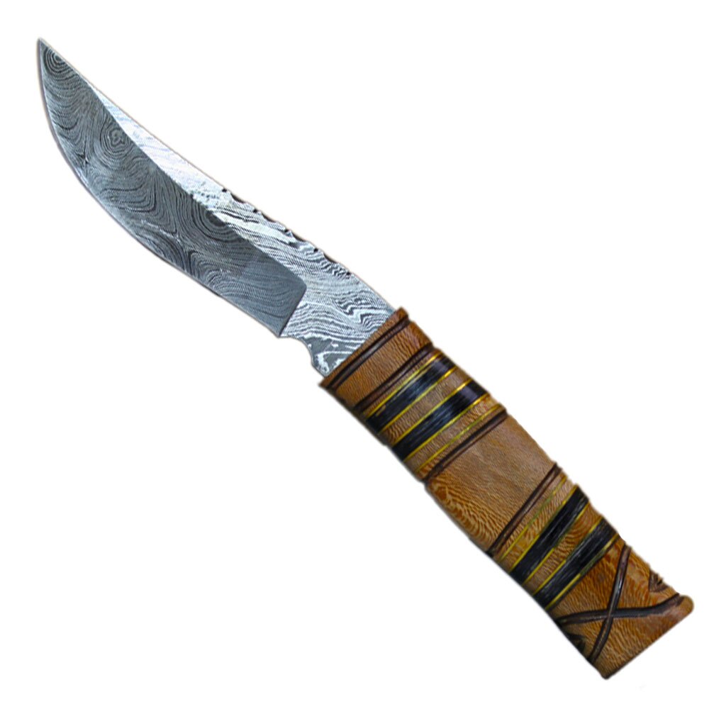 Scorpion Mart Handmade Damascus Steel Knife, Rosewood Handle + Sheath #KNIFE26