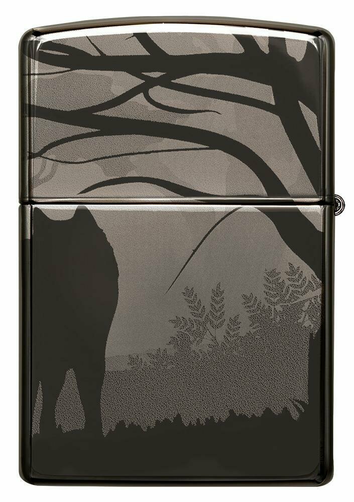 Zippo Howling Wolves Design, 360° Photo Image, Black Ice Pocket Lighter #49188