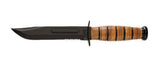 KA-BAR USMC Knife + Brown Leather Sheath, Marines, 7" Blade Serrated Edge #1218