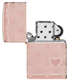 Zippo Heart Design, Laser 360° High Polish Rose Gold Lighter #49811