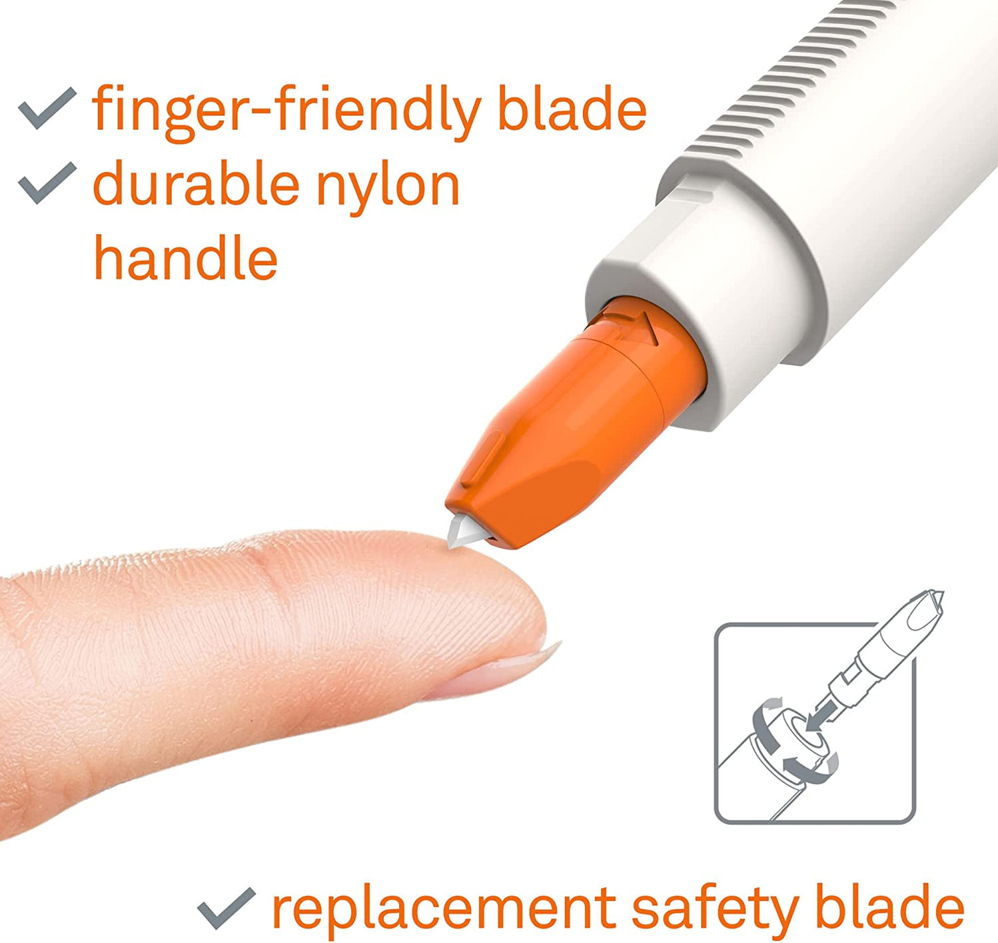 Slice Finger Friendly Blades Precision Cutter - White, Non-Retractable #10416