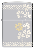 Zippo Four Leaf Clover 360 Design, High Polish Chrome Lighter #48586