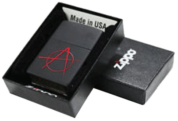 Zippo Anarchy Symbol Lighter, Black Matte, Windproof #20842
