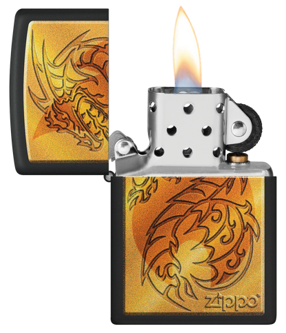 Zippo Mythological Dragon Design, Black Matte Lighter #48364