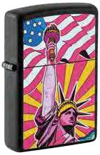 Zippo Statue of Liberty USA, Black Matte Finish Windproof Lighter #49784