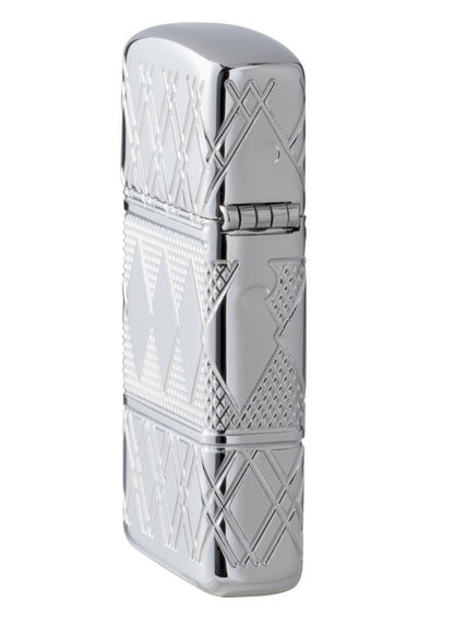 Zippo Slim Armor Diamond Pattern Design, High Polish Chrome Lighter #49052