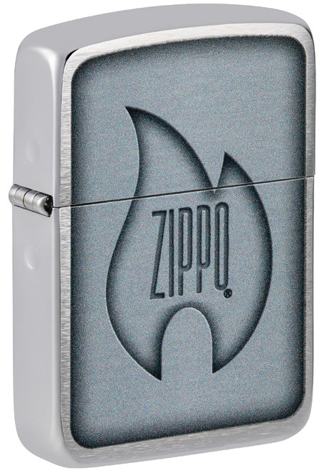 Zippo Flame Logo, 1941 Replica Brushed Chrome Finish Lighter #48190