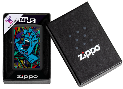 Zippo Black Light Santa Cruz Skateboards Logo, Black Matte Lighter #48415