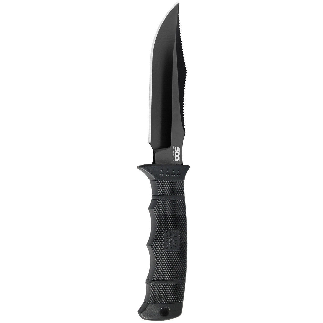 SOG Seal Pup Elite Fixed Blade Knife + Sheath, Black #E37SN-CP