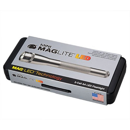 MAGLITE Mini, LED Flashlight, Adjustable Beam, 2 AA Batteries, Gray #SP22097