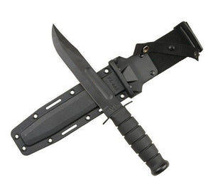 KA-BAR Fighting/Utility Knife, Black, Black Hard Sheath, Str Edge #1213