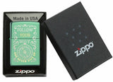 Zippo Follow Your Way Never Give Up Compass, High Polish Green Lighter #49161