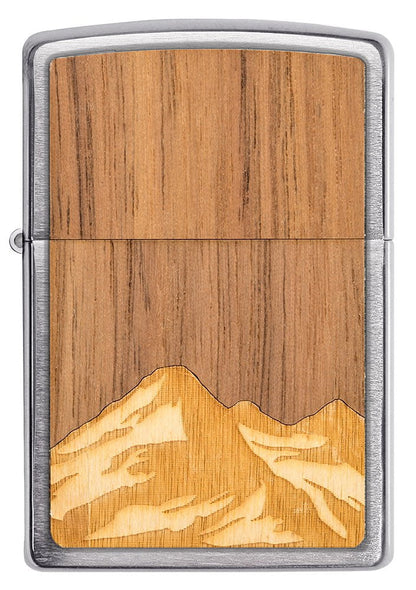 Zippo WOODCHUCK Mountain, Walnut with Maple Inlay Brushed Chrome Lighter #49800