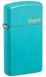 Zippo Slim Flat Turquoise Finish Base Model with Logo Windproof Lighter #49529ZL