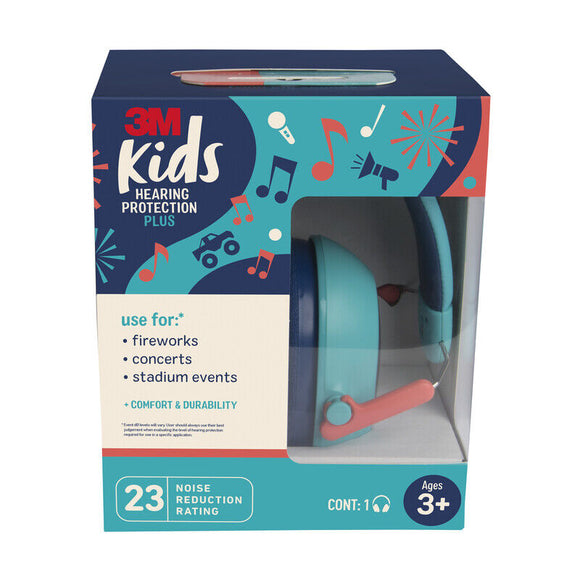 3M Kids Hearing Protection Plus, Teal Color, 23db NRR #PKIDSP-TEAL