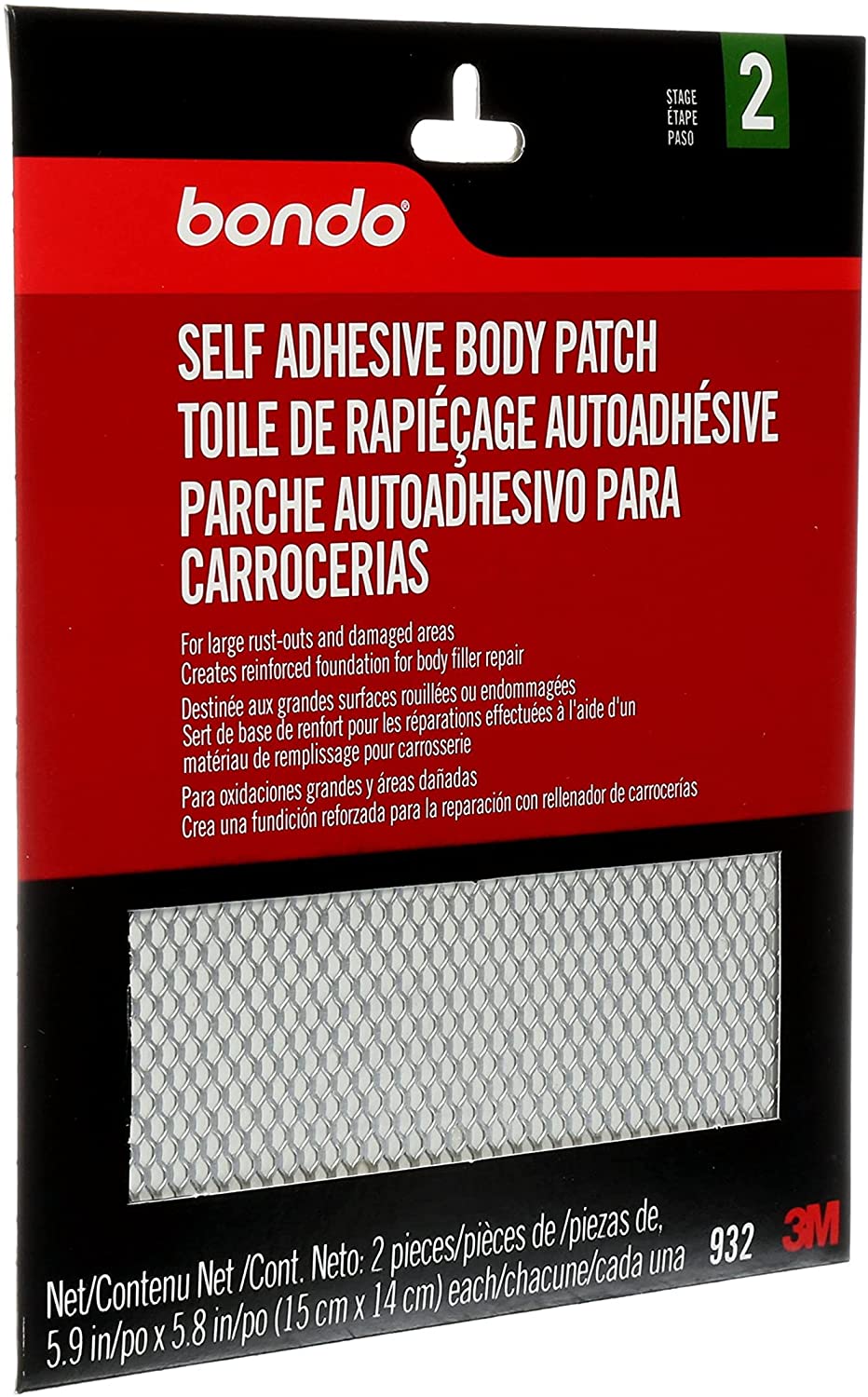 3M Bondo Self Adhesive Body Patch, for Large Rust-Outs and Damaged Areas, 2-pack #932