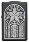 Zippo American Star Emblem, Black Matte Windproof Lighter #49639