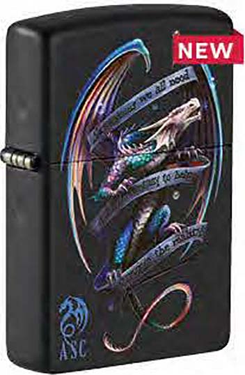 Zippo Anne Stokes Dragon Design, Black Matte Windproof Lighter #49548