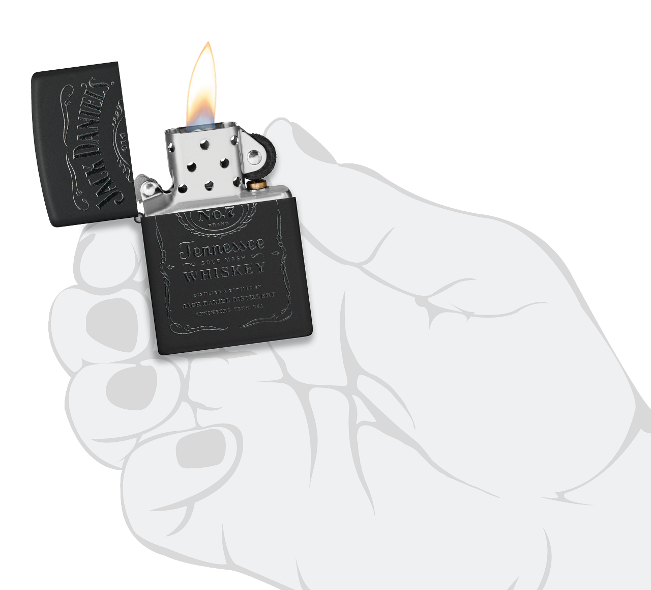 Zippo Jack Daniels Black Matte Lighter and Pouch Gift Set #48460