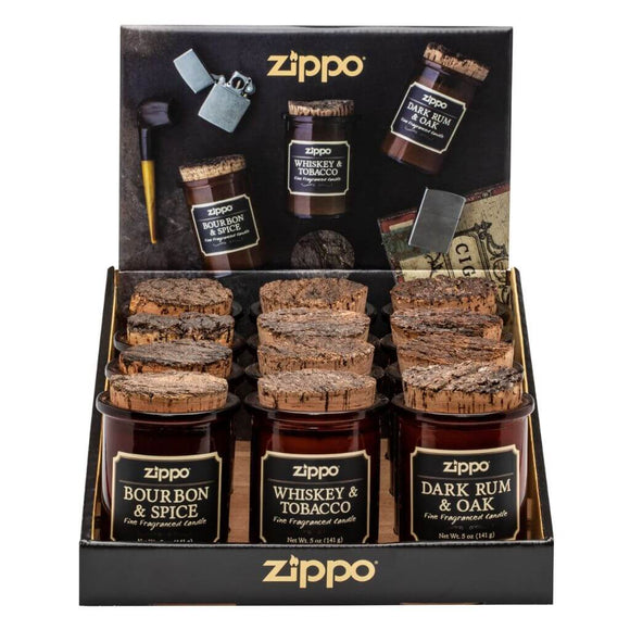 Zippo Spirit Candle Display 12-Pack, 3 Fragrances #70004