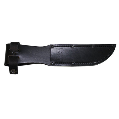 KA-BAR Short Tanto, Black, Straight Edge + Leather Sheath, Made in USA #1254