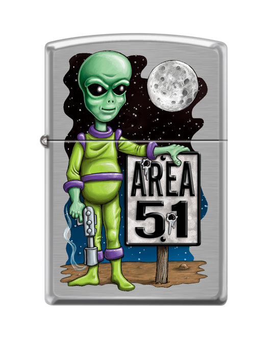 Zippo Area 51 Alien Design, Brushed  Chrome Lighter #200-095797