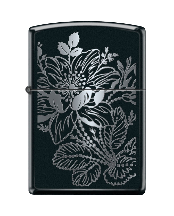 Zippo Metallic Flowers, Black Matte Lighter #218-095796