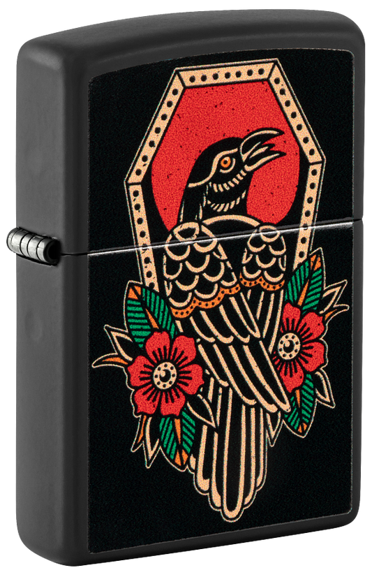 Zippo The Raven Design, Black Matte Finish Lighter #48611