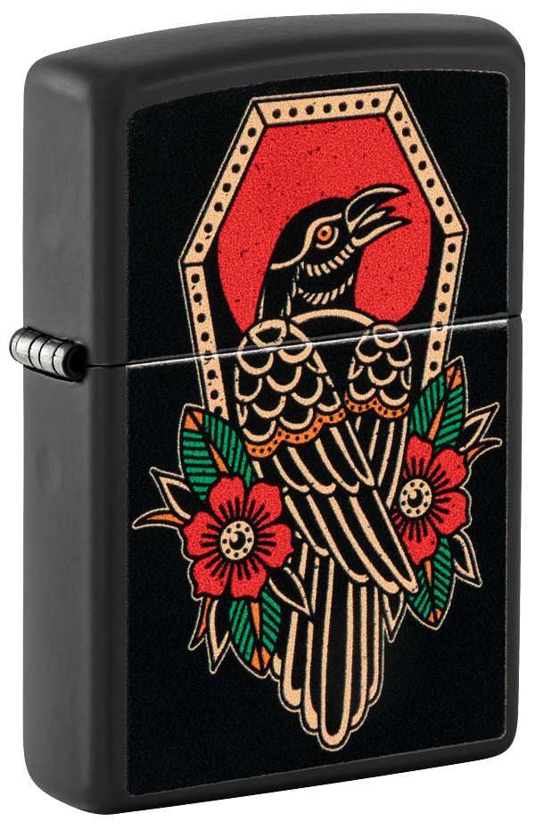 Zippo The Raven Design, Black Matte Finish Lighter #48611