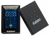 Zippo Space Invaders Pixel Retro Game, Navy Blue Matte Windproof Lighter #49114