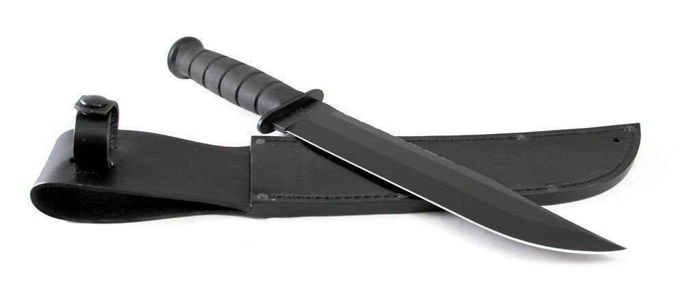 Ka-Bar Big Brother Fixed Blade Knife, KRTN Handle, Black Leather Sheath #2211