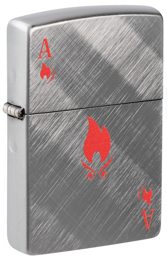 Zippo Ace of Flames Card, Diagonal Weave Finish Lighter #48451