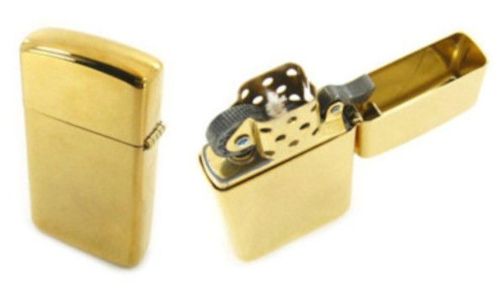 Zippo Solid Brass High Polish Slim Lighter #1654B