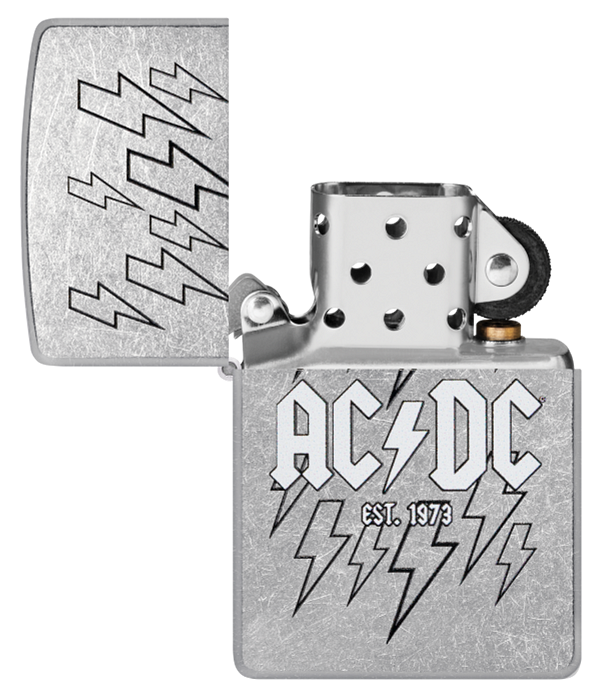 Zippo AC/DC Lightning Bolt Design, Street Chrome Lighter #48641