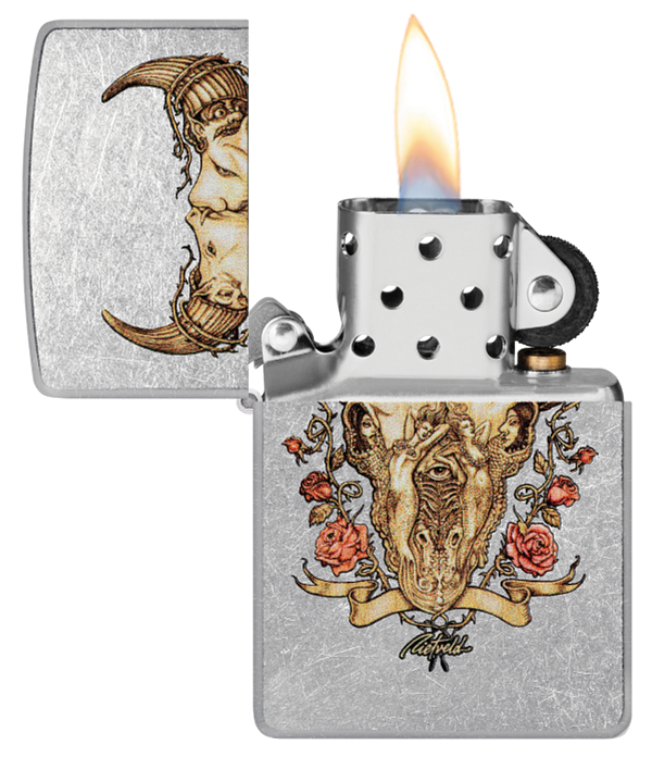 Zippo Rick Rietveld Desert Skull, Street Chrome Lighter #48559