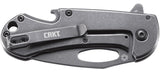 CRKT Bev-Edge Black Folding Knife, Frame Lock, Plain Edge Stonewash Finish #4635