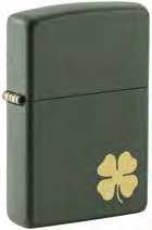 Zippo Lucky Four-leaf Clover Design, Green Matte Finish Windproof Lighter #49796