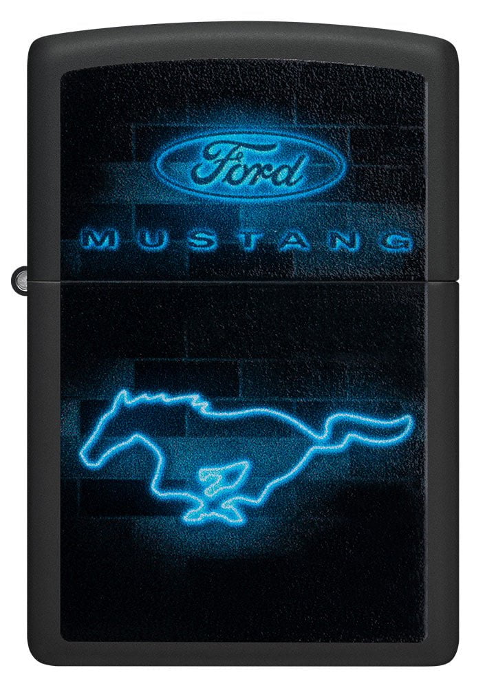 Zippo Ford Mustang Neon Design, Black Matte Lighter #48404