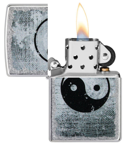 Zippo Yin Yang Order and Chaos Design, Street Chrome Finish Windproof Lighter #49772