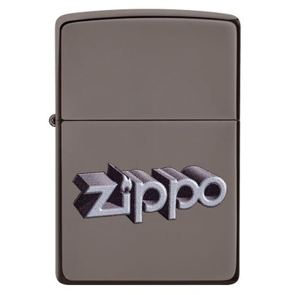 Zippo 3D Zippo Logo Design, Black Ice Finish, Windproof Lighter #49417