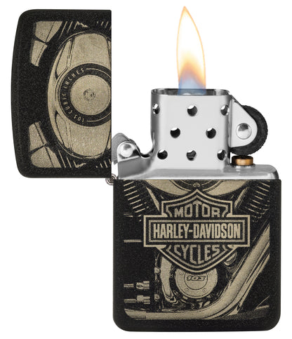 Zippo Harley Davidson, Black Crackle Finish, Windproof Lighter #49468