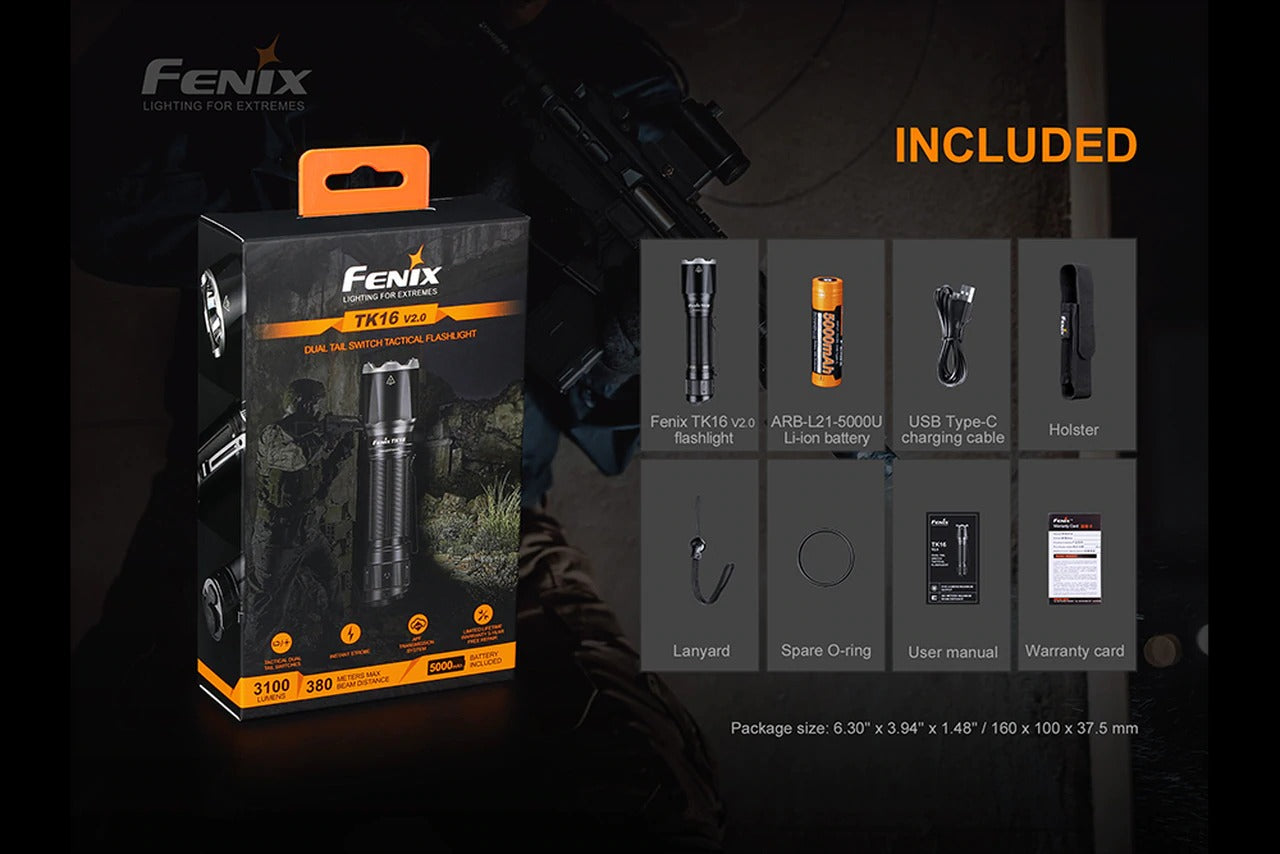 Fenix TK16 V2.0 Tactical Flashlight, 3100 Lumens #TK16V2