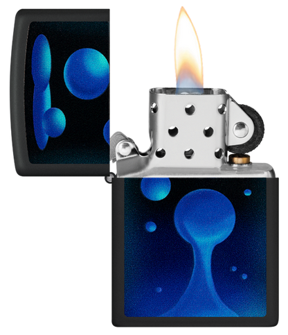 Zippo Lava Lamp Black Light Design, Black Matte Lighter #48675