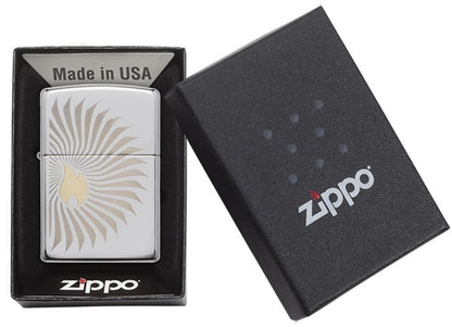 Zippo Flame Rays Lighter, High Polish Chrome #29726
